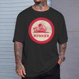 Nebraska State Nickname Husker Roundel [Distressed] T-Shirt Gifts for Him
